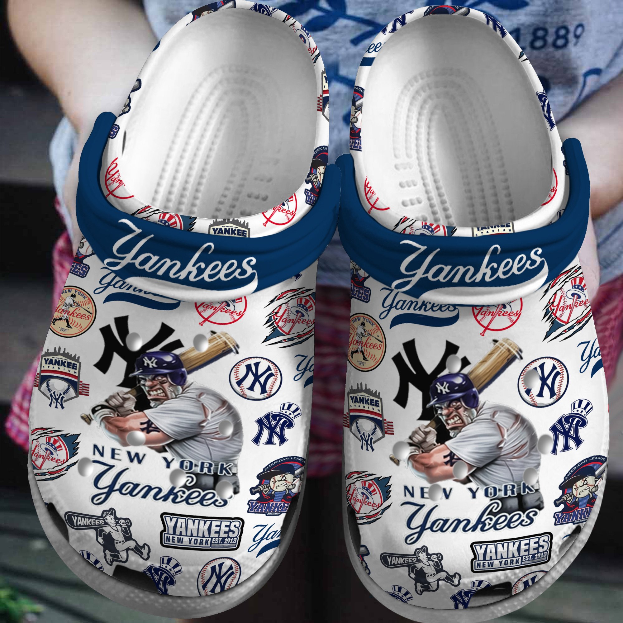 New York Yankees MLB SportCrocs Crocband Clogs Shoes Comfortable For Men Women and Kids