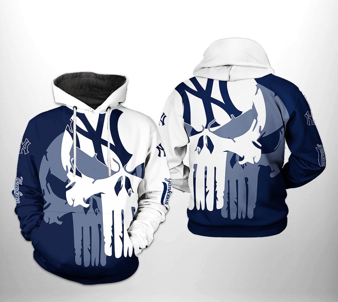 New York Yankees MLB Team Skull 3D All Over Print Hoodie, Zip Hoodie