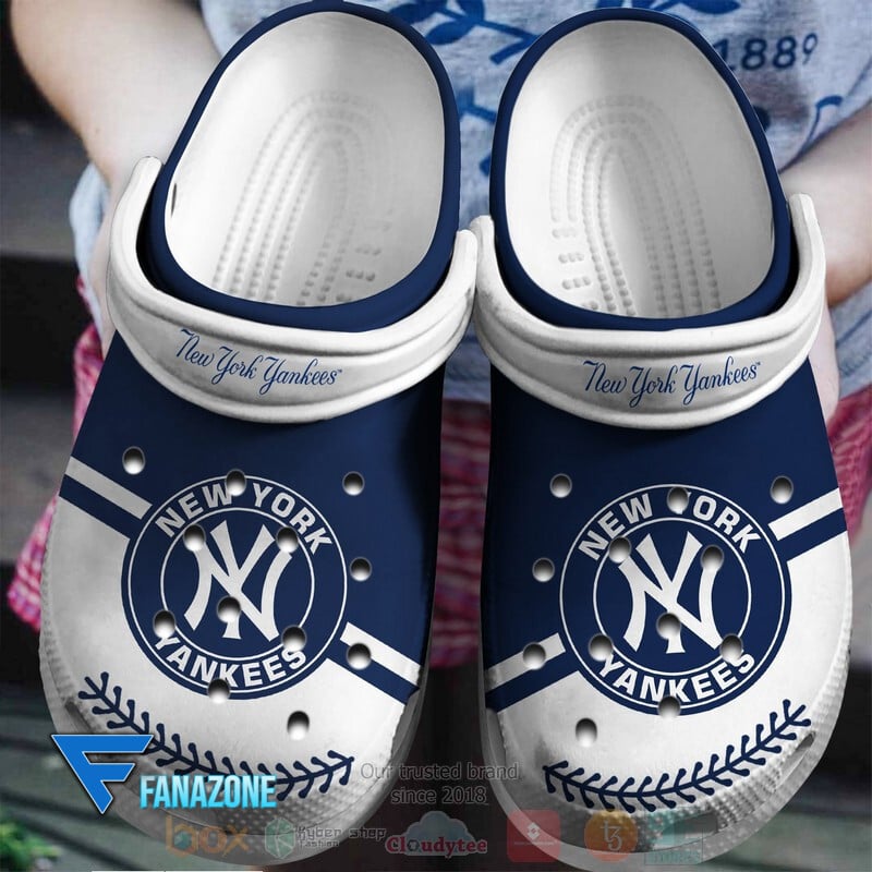 New York Yankees Navy-White MLB Sport Crocs Clogs Crocband Shoes Comfortable For Men Women and Kids