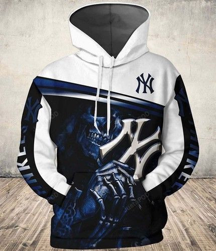 New York Yankees Skull 3D All Over Print Hoodie, Zip Hoodie