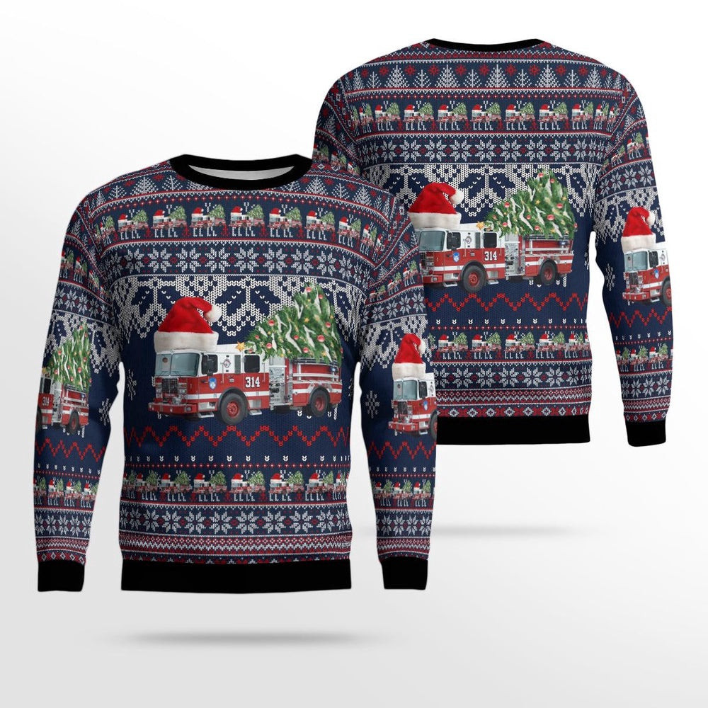 New York Yonkers Fire Department Christmas Ugly Sweater Christmas Unisex Sweaters Gift For Christmas