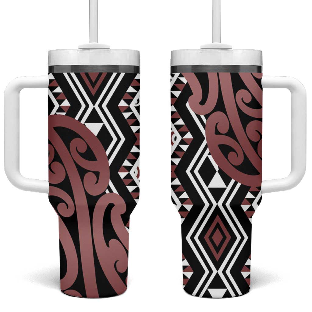 New Zealand Aotearoa Kowhaiwhai Mix Taniko Art Brown Custom Stanley Cup 40 oz 30 oz Tumbler With HandleTVC2301376