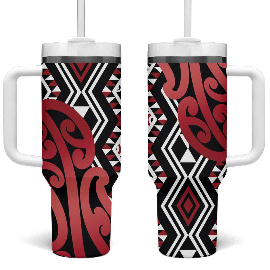 New Zealand Aotearoa Kowhaiwhai Mix Taniko Art Red Custom Stanley Cup 40 oz 30 oz Tumbler With HandleTVC2301371
