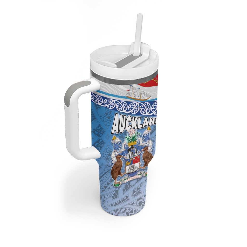 New Zealand Auckland’s Flag and Coat of Arms Koru Art Maori Custom Stanley Cup 40 oz 30 oz Tumbler With HandleTVC2301346 - Image 2