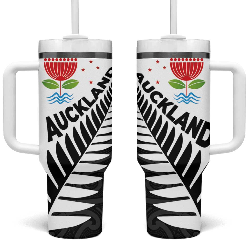 New Zealand Auckland Auckland’s Emblem and Silver Ferns Maori Art Tattoo Custom Stanley Cup 40 oz 30 oz Tumbler With HandleTVC2301360