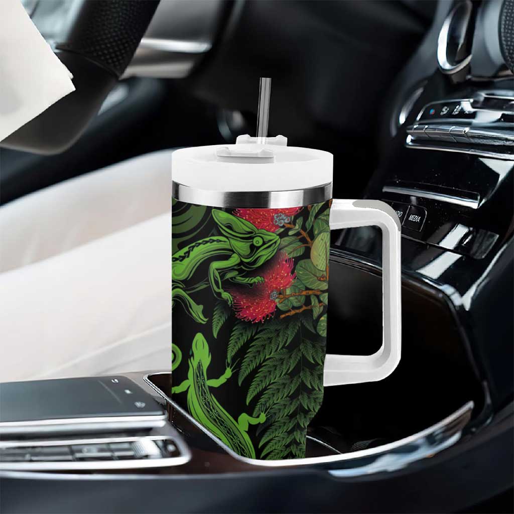 New Zealand Chameleon and Gecko Maori Silver Fern and Pohutukawa Decoration Custom Stanley Cup 40 oz 30 oz Tumbler With HandleTVC2301350 - Image 8