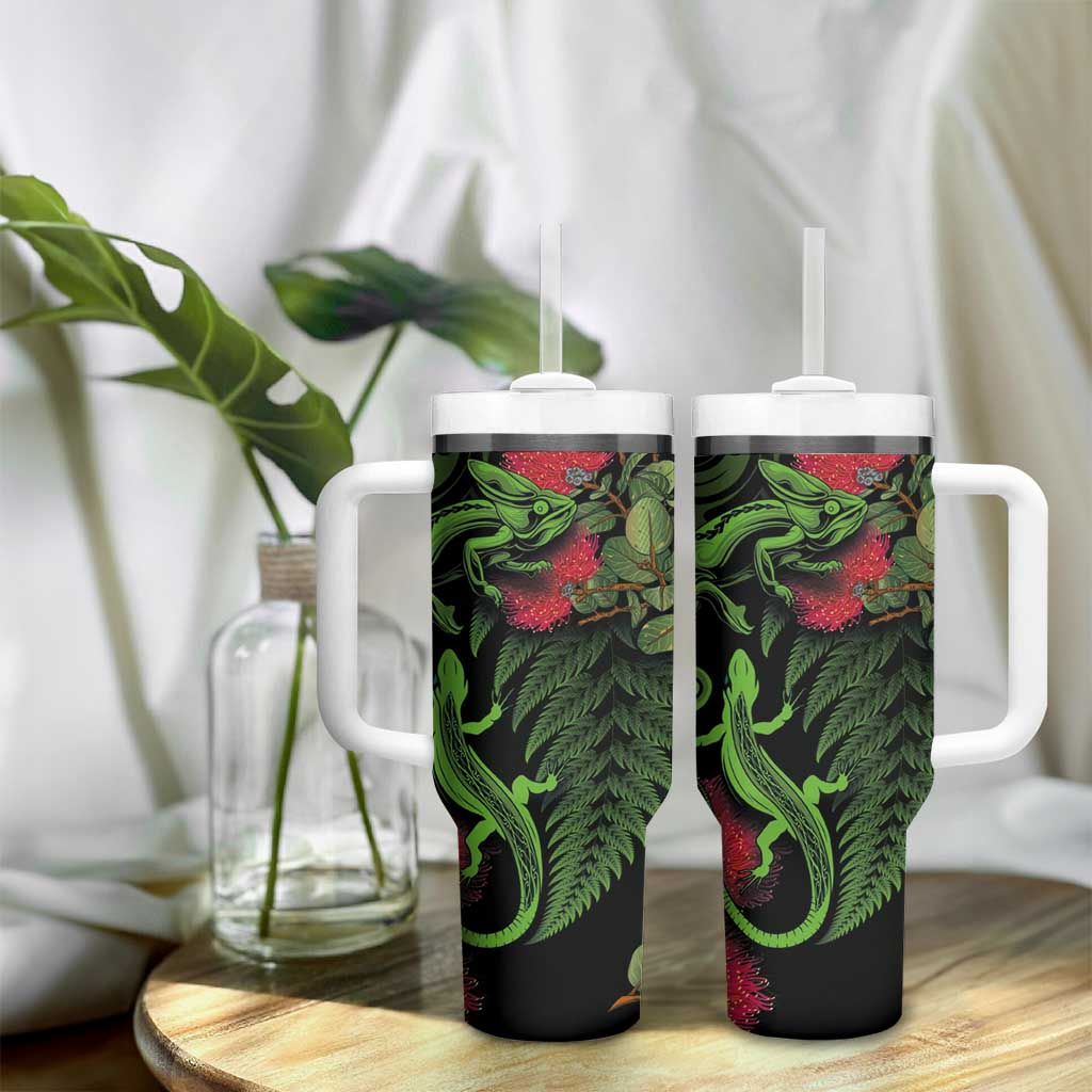 New Zealand Chameleon and Gecko Maori Silver Fern and Pohutukawa Decoration Custom Stanley Cup 40 oz 30 oz Tumbler With HandleTVC2301350 - Image 9