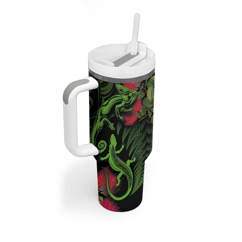 New Zealand Chameleon and Gecko Maori Silver Fern and Pohutukawa Decoration Custom Stanley Cup 40 oz 30 oz Tumbler With HandleTVC2301350 - Image 2