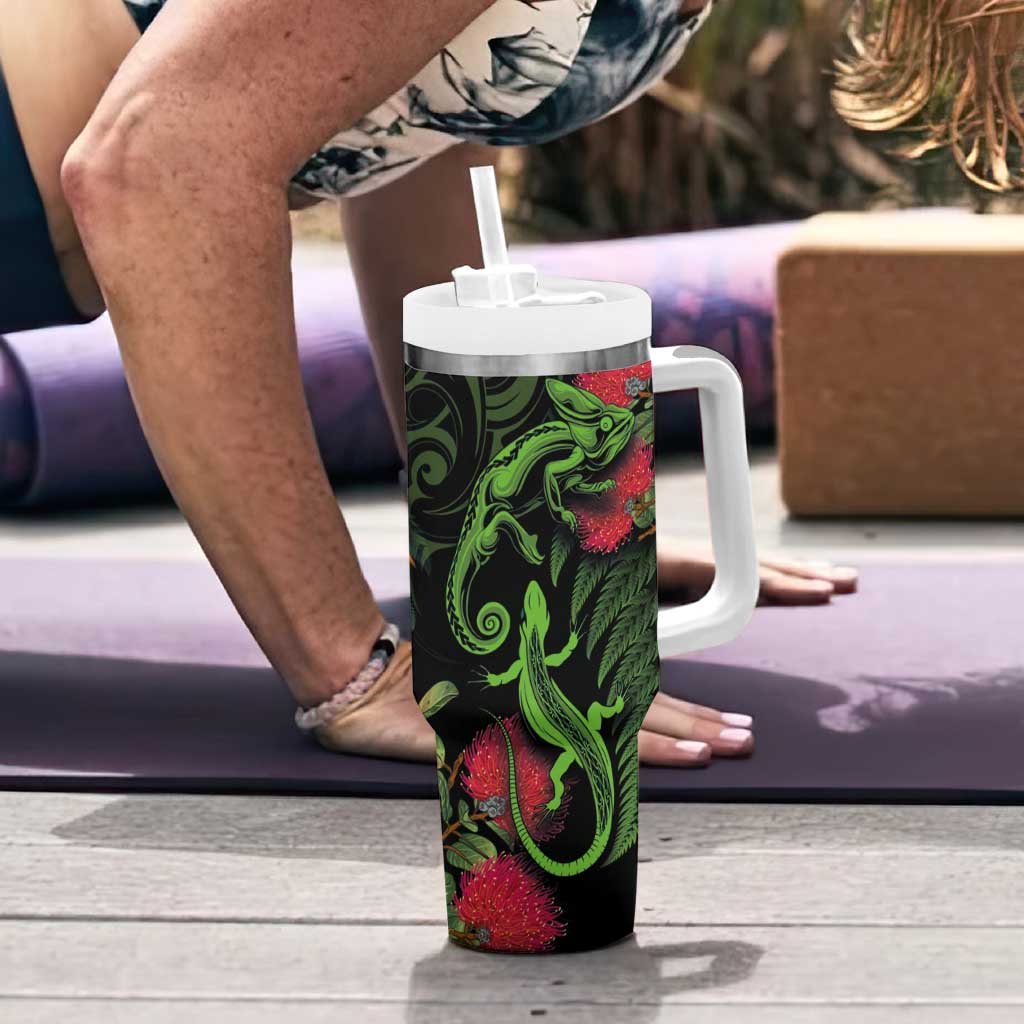 New Zealand Chameleon and Gecko Maori Silver Fern and Pohutukawa Decoration Custom Stanley Cup 40 oz 30 oz Tumbler With HandleTVC2301350 - Image 6