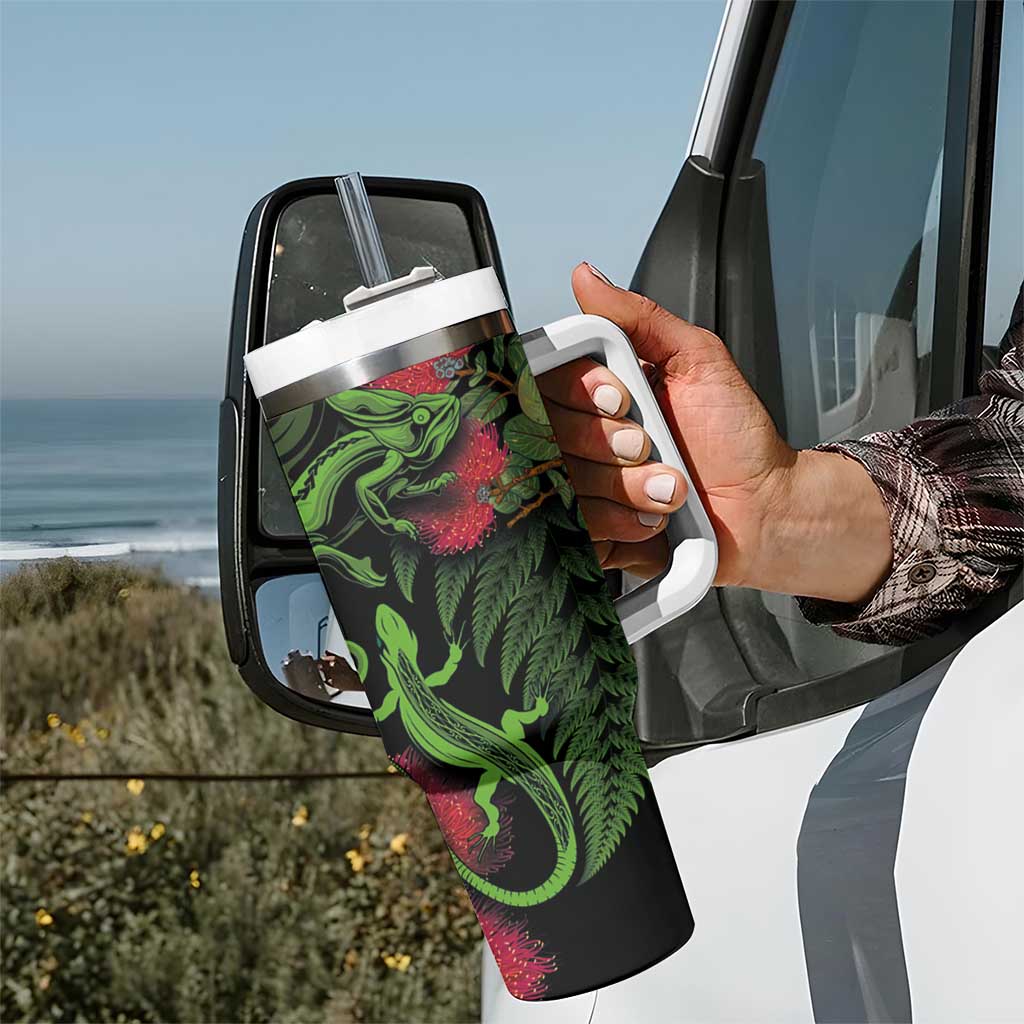 New Zealand Chameleon and Gecko Maori Silver Fern and Pohutukawa Decoration Custom Stanley Cup 40 oz 30 oz Tumbler With HandleTVC2301350 - Image 7