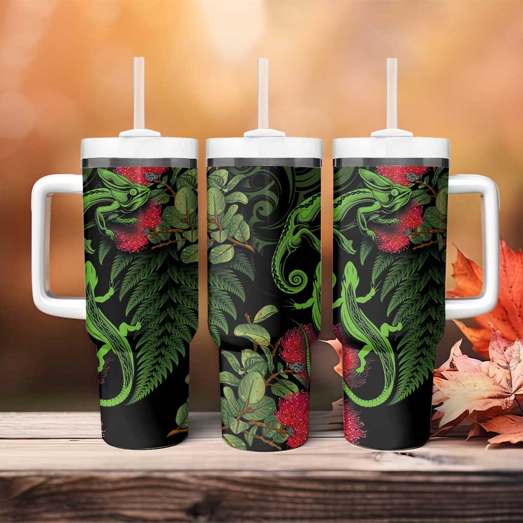 New Zealand Chameleon and Gecko Maori Silver Fern and Pohutukawa Decoration Custom Stanley Cup 40 oz 30 oz Tumbler With HandleTVC2301350 - Image 4