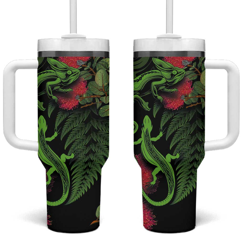 New Zealand Chameleon and Gecko Maori Silver Fern and Pohutukawa Decoration Custom Stanley Cup 40 oz 30 oz Tumbler With HandleTVC2301350