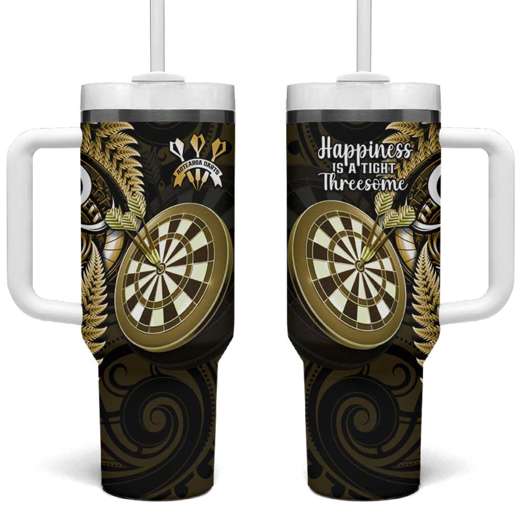 New Zealand Darts Happiness Is A Tight Threesome Maori Gold Custom Stanley Cup 40 oz 30 oz Tumbler With HandleTVC2301371
