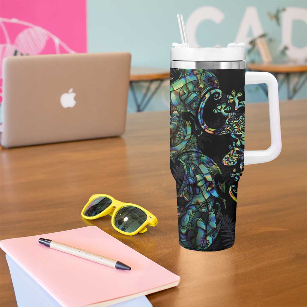 New Zealand Gecko Maori Art Tattoo Paua Shell Mode with Silver Fern Custom Stanley Cup 40 oz 30 oz Tumbler With HandleTVC2301349 - Image 5