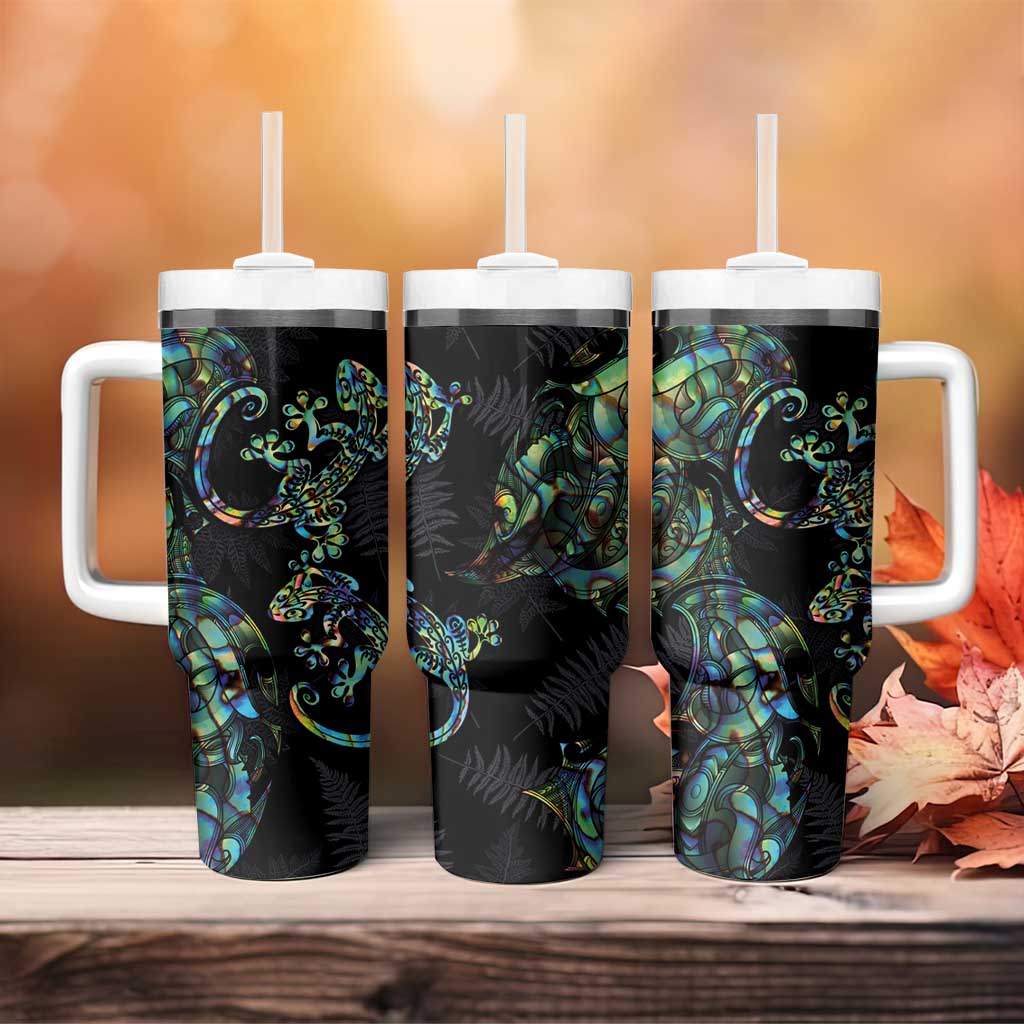 New Zealand Gecko Maori Art Tattoo Paua Shell Mode with Silver Fern Custom Stanley Cup 40 oz 30 oz Tumbler With HandleTVC2301349 - Image 4