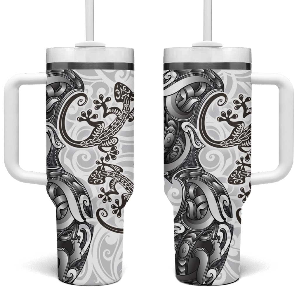 New Zealand Gecko Maori Art Tattoo White Color Custom Stanley Cup 40 oz 30 oz Tumbler With HandleTVC2301378