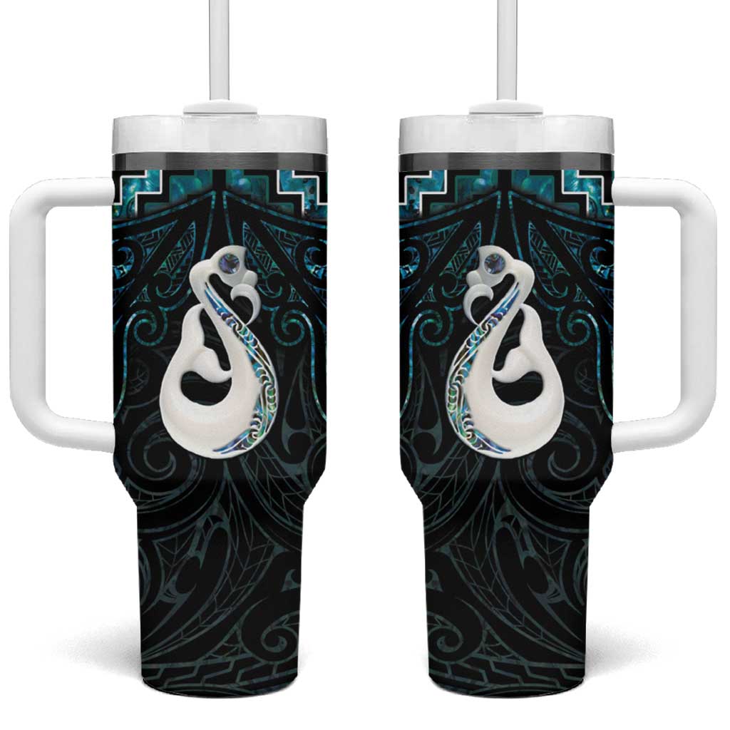 New Zealand Maori Poutama Manaia Turquoise Paua Shell Custom Stanley Cup 40 oz 30 oz Tumbler With HandleTVC2301363