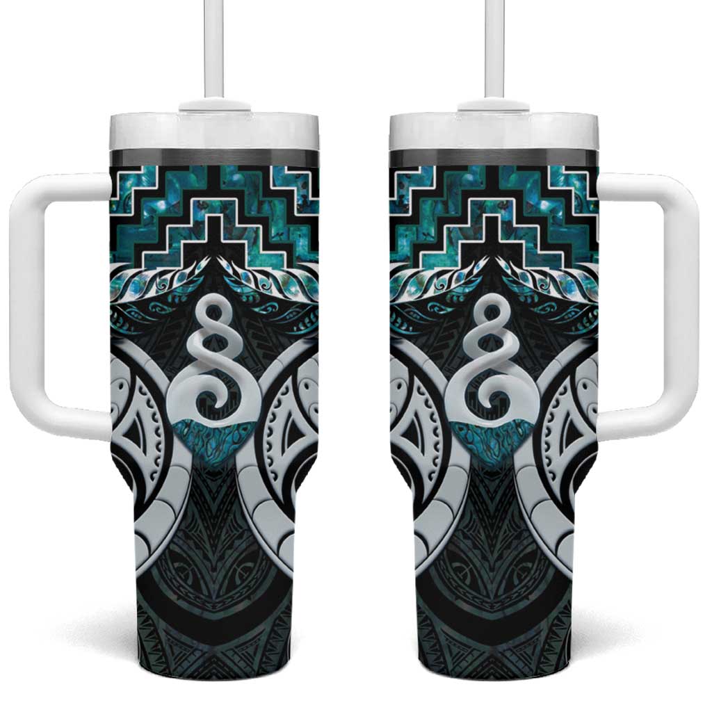 New Zealand Maori Poutama Pikorua Turquoise Paua Shell Custom Stanley Cup 40 oz 30 oz Tumbler With HandleTVC2301378