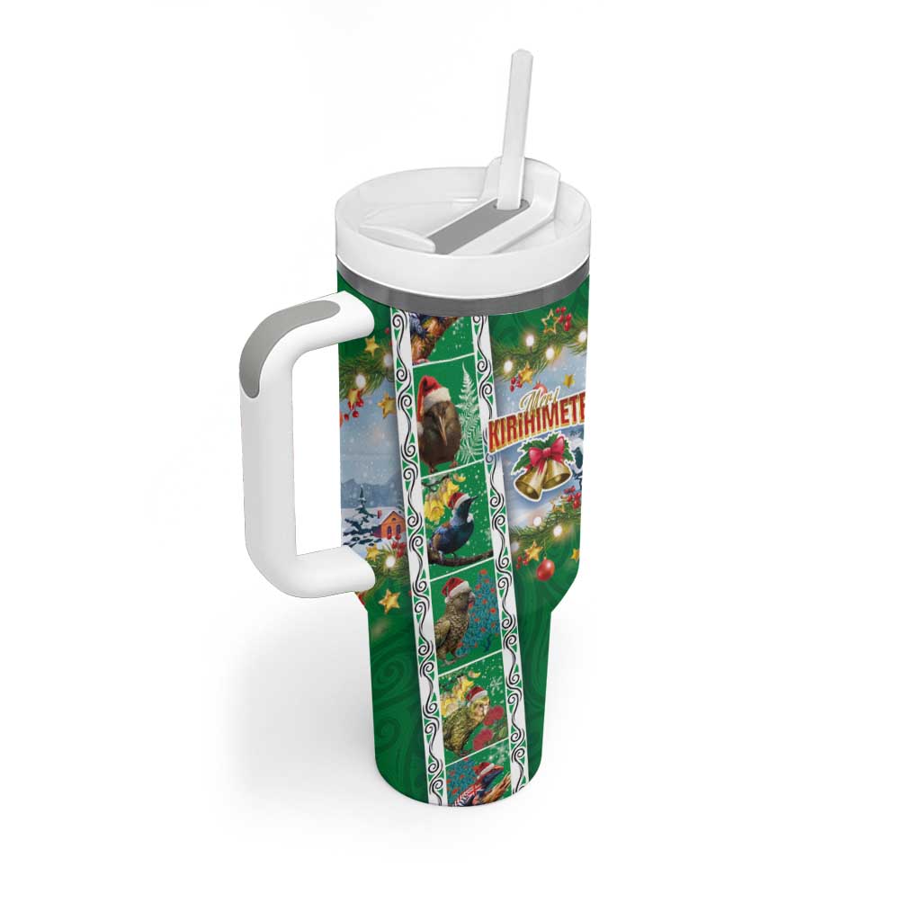 New Zealand Merry Christmas Maori Animals Xmas and Koru Tattoo Green Color Custom Stanley Cup 40 oz 30 oz Tumbler With HandleTVC2301349 - Image 2