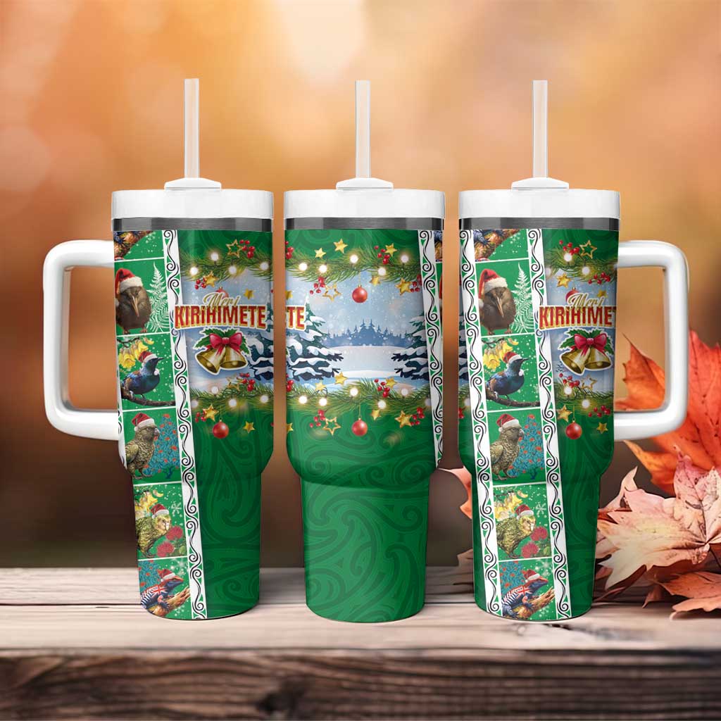New Zealand Merry Christmas Maori Animals Xmas and Koru Tattoo Green Color Custom Stanley Cup 40 oz 30 oz Tumbler With HandleTVC2301349 - Image 4