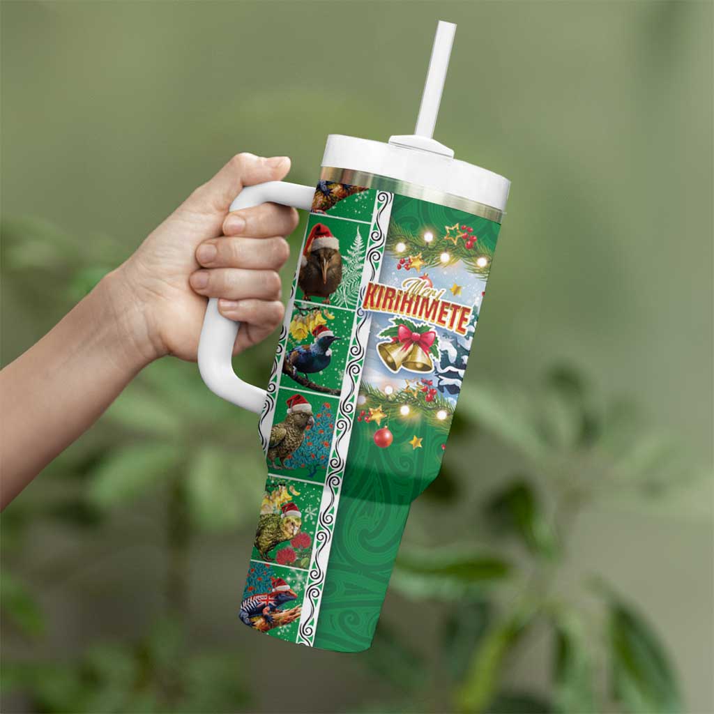 New Zealand Merry Christmas Maori Animals Xmas and Koru Tattoo Green Color Custom Stanley Cup 40 oz 30 oz Tumbler With HandleTVC2301349 - Image 3