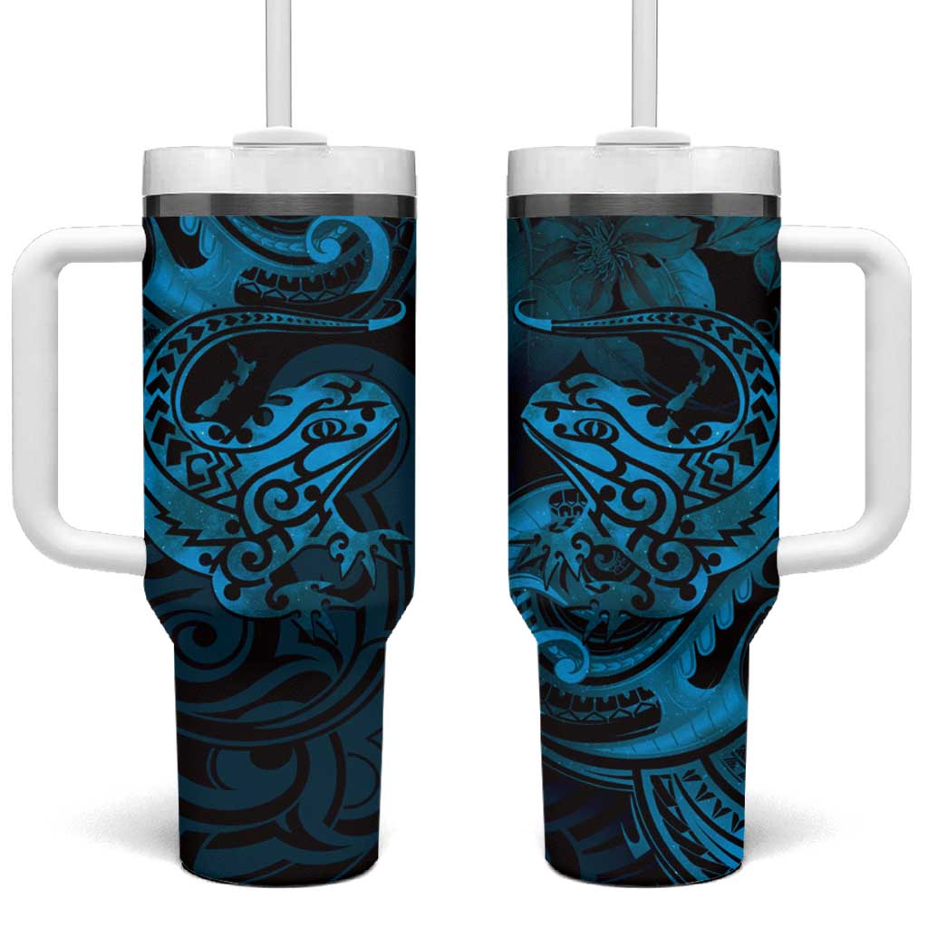 New Zealand Tuatara Aotearoa Maori Clematis Flowers Blue Custom Stanley Cup 40 oz 30 oz Tumbler With HandleTVC2301376