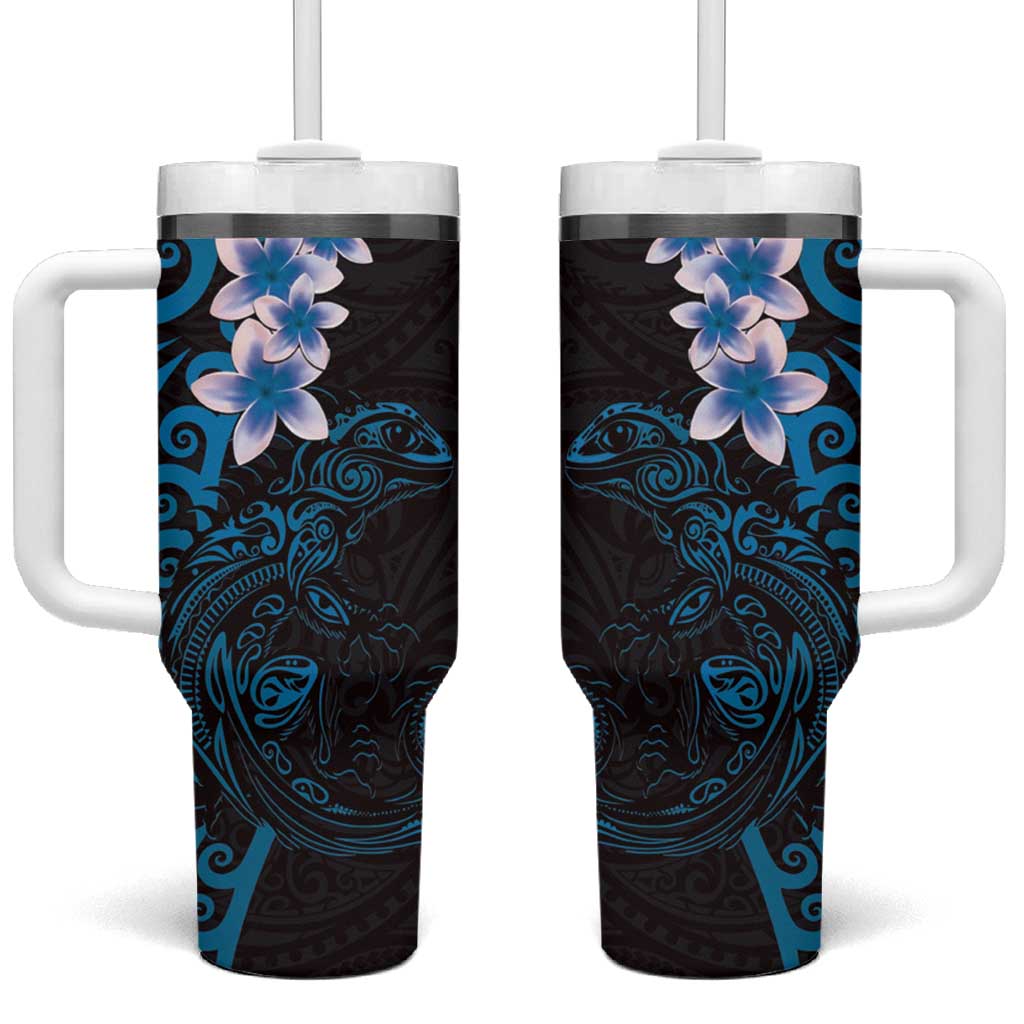 New Zealand Tuatara Plumeria Maori Blue Koru Tribal Tattoo Custom Stanley Cup 40 oz 30 oz Tumbler With HandleTVC2301374