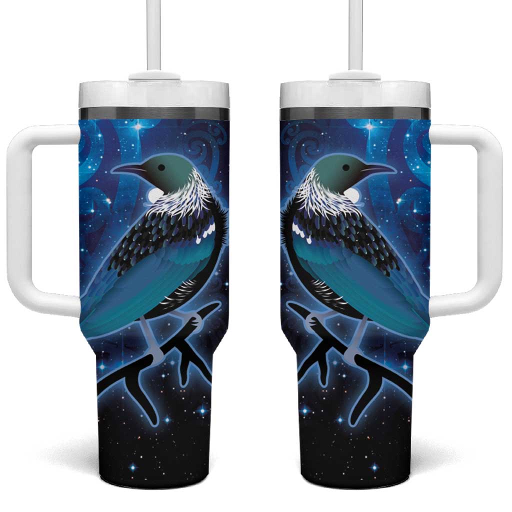 New Zealand Tui Bird The Pleiades Star Cluster and Koru Tribal Tattoo Galaxy Custom Stanley Cup 40 oz 30 oz Tumbler With HandleTVC2301346
