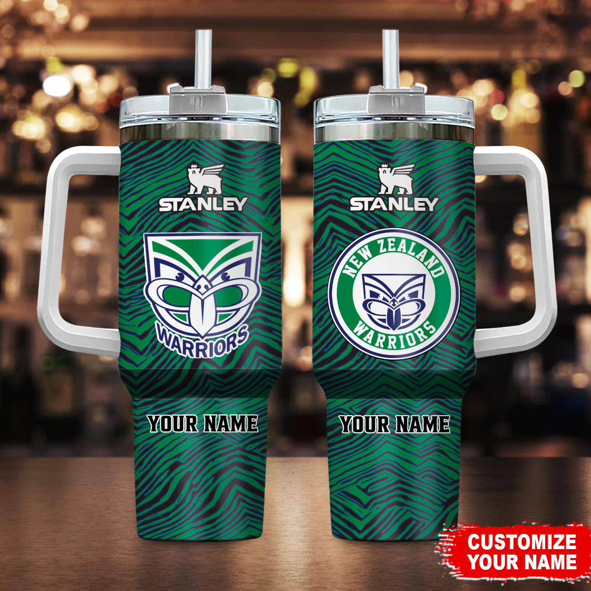 New Zealand Warriors NRL Zubaz Print Custom Stanley Cup 40 oz 30 oz Tumbler With HandleTVC2301181