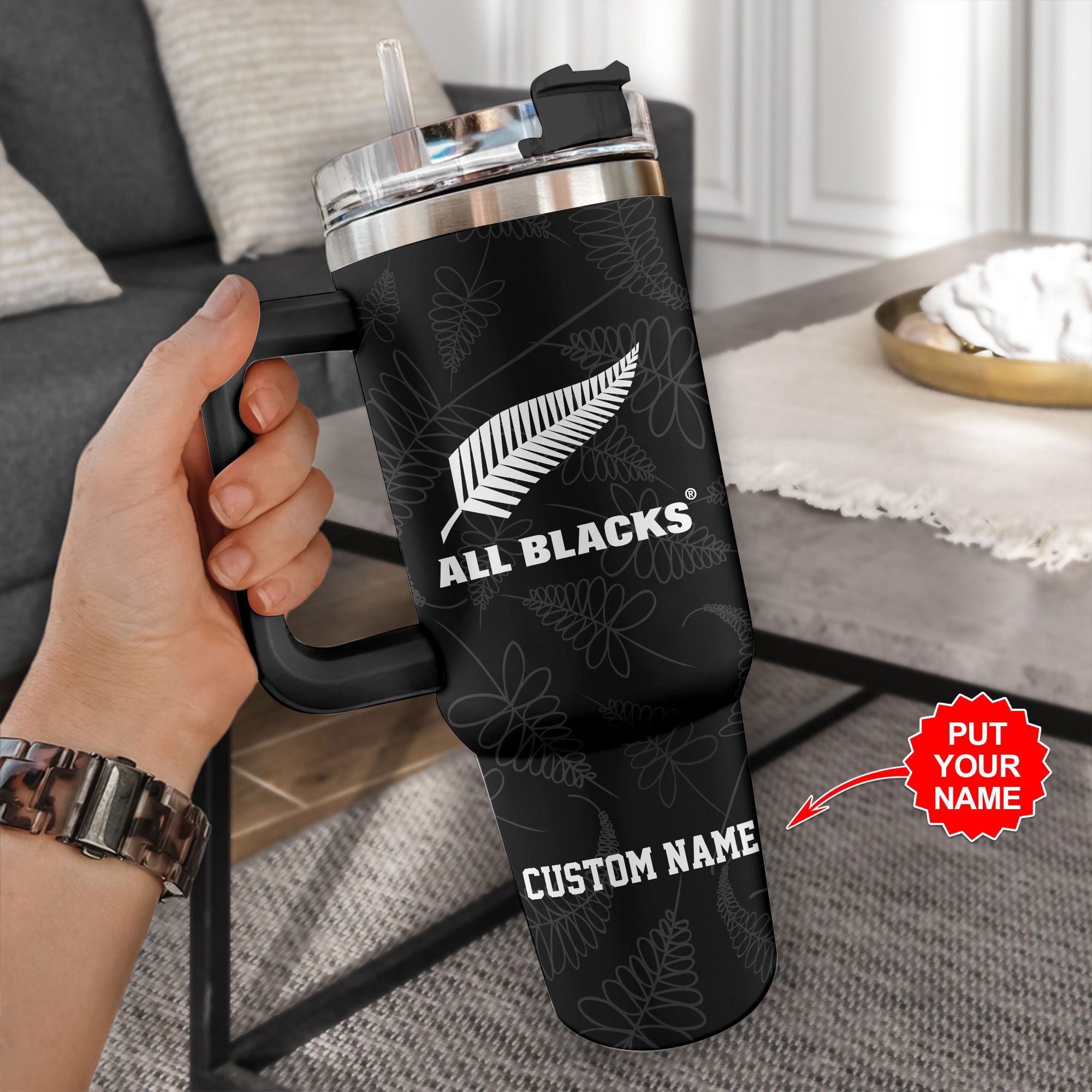 New Zealand x Rugby World Cup Custom Stanley Cup 40 oz 30 oz Tumbler With HandleTVC2301848 - Image 2
