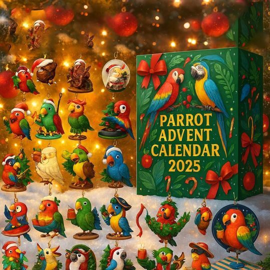 NEWEST Parrot 2D Flat Advent Calendar, Parrot Christmas Advent Calendar, 24 Christmas Figurines, Parrot Ornament - Image 8