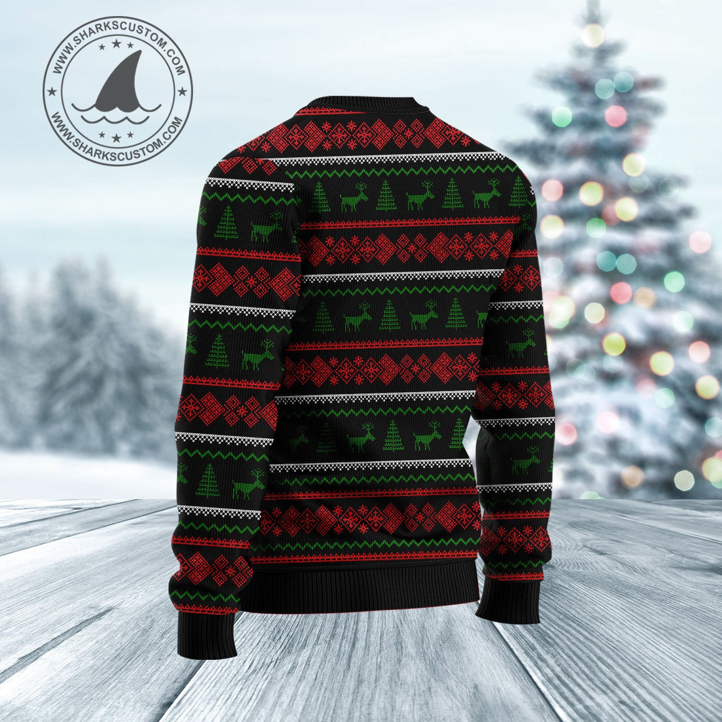 Newfoundland Dogs Carrying Gift Christmas On The Red Car Ugly Christmas Sweater - Image 2