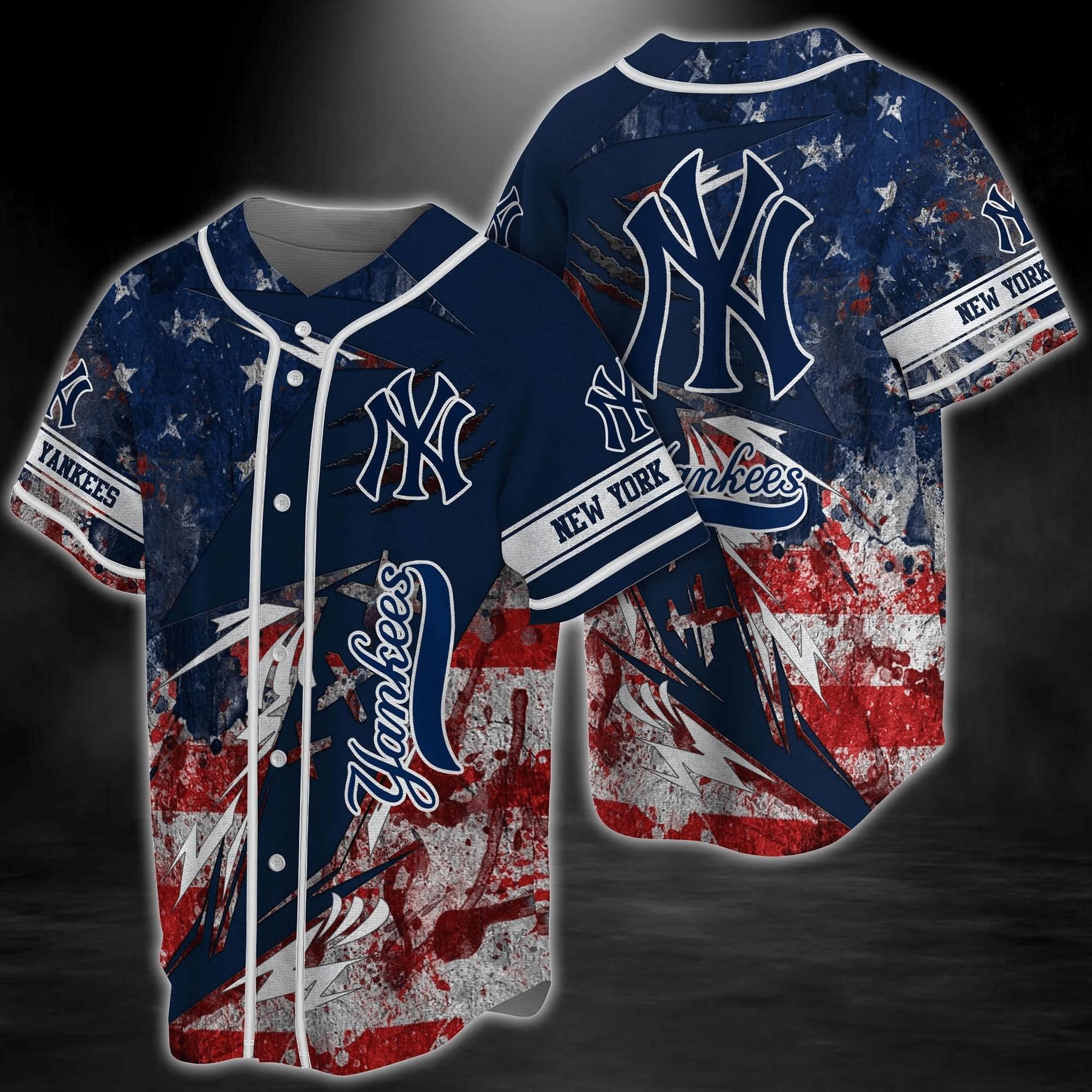 Newyork Yankees Mlb Baseball Jersey Shirt Us Flag