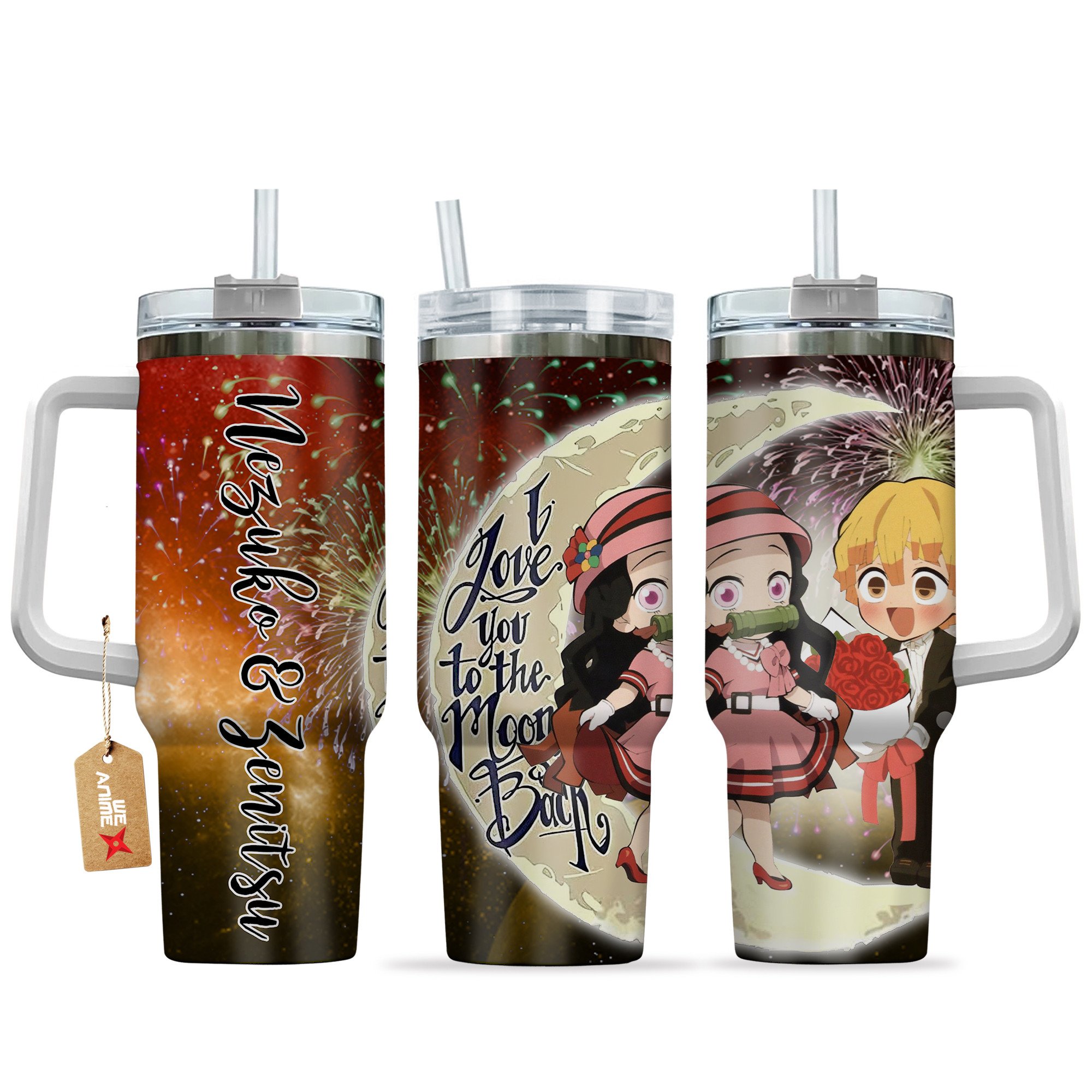Nezuko Kamado & Zenitsu Demon Slayer Anime Valentine Custom Stanley Cup 40 oz 30 oz Tumbler With HandleTVC2301168