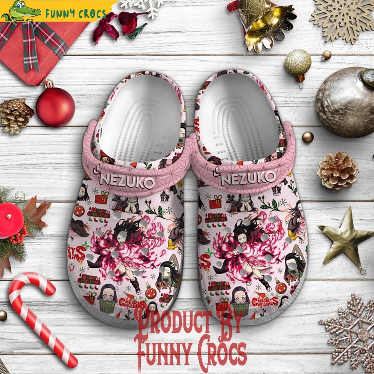 Nezuko Kamado Demon Slayer Anime Christmas Crocs Crocband Clogs Shoes Comfortable For Men Women and Kids
