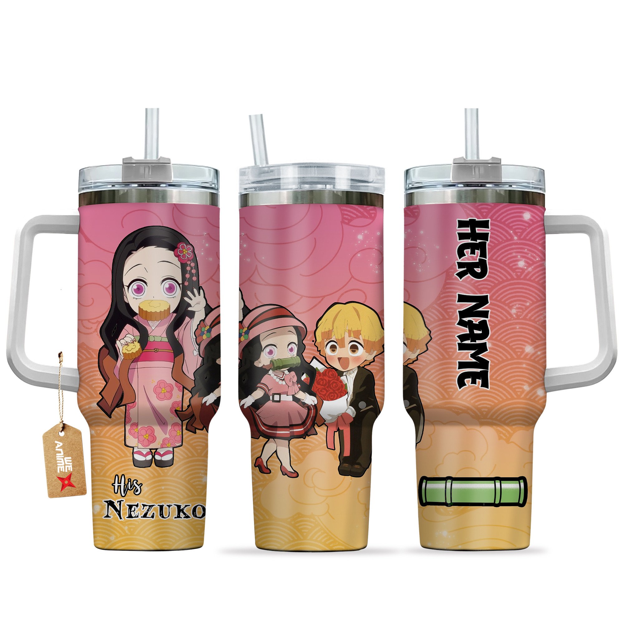Nezuko Kamado Demon Slayer Anime Valentine Custom Stanley Cup 40 oz 30 oz Tumbler With HandleTVC2301168