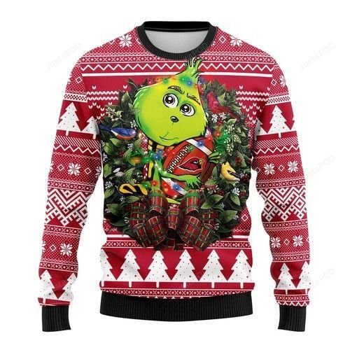 Nfl Arizona Cardinals Grinch Hug Ugly Christmas Sweater Adult 3D Funny Matching for family
