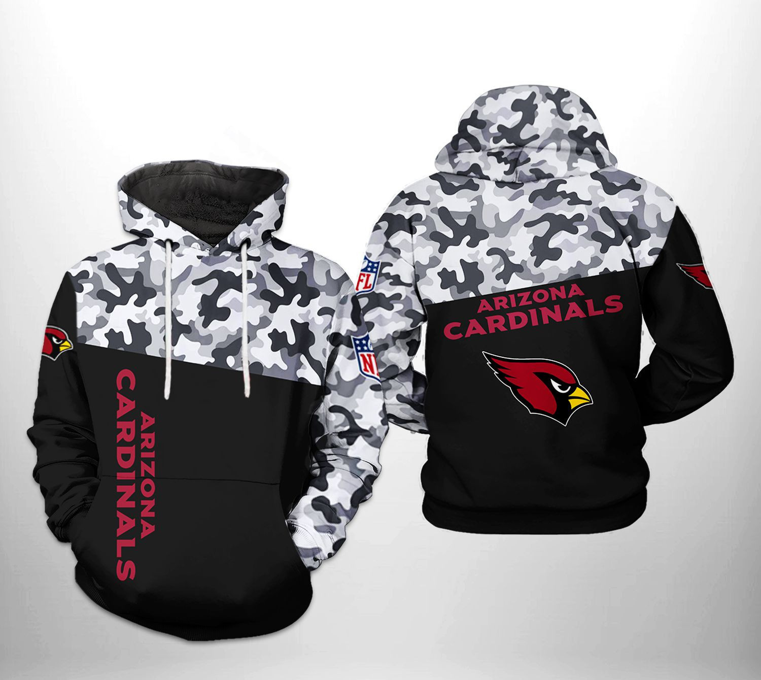 NFL Arizona Cardinals NFL Camo Veteran Team 3D All Over Print Hoodie, Zip Hoodie