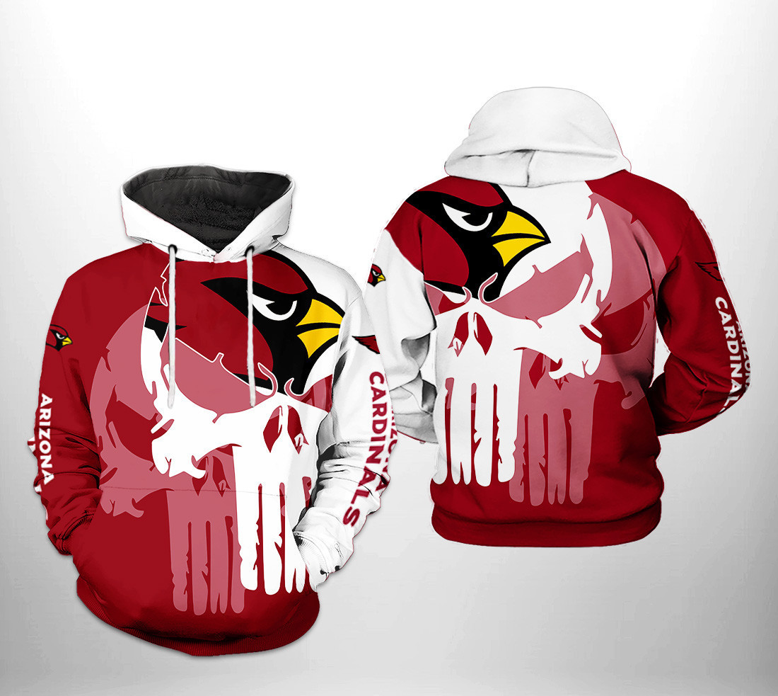 NFL Arizona Cardinals NFL Team Skull 3D All Over Print Hoodie, Zip Hoodie