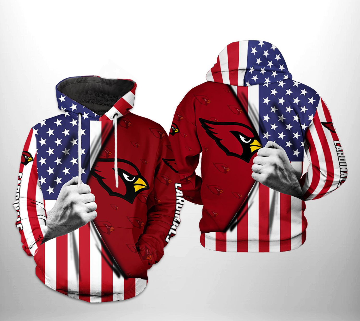 NFL Arizona Cardinals NFL US Flag Team 3D All Over Print Hoodie, Zip Hoodie