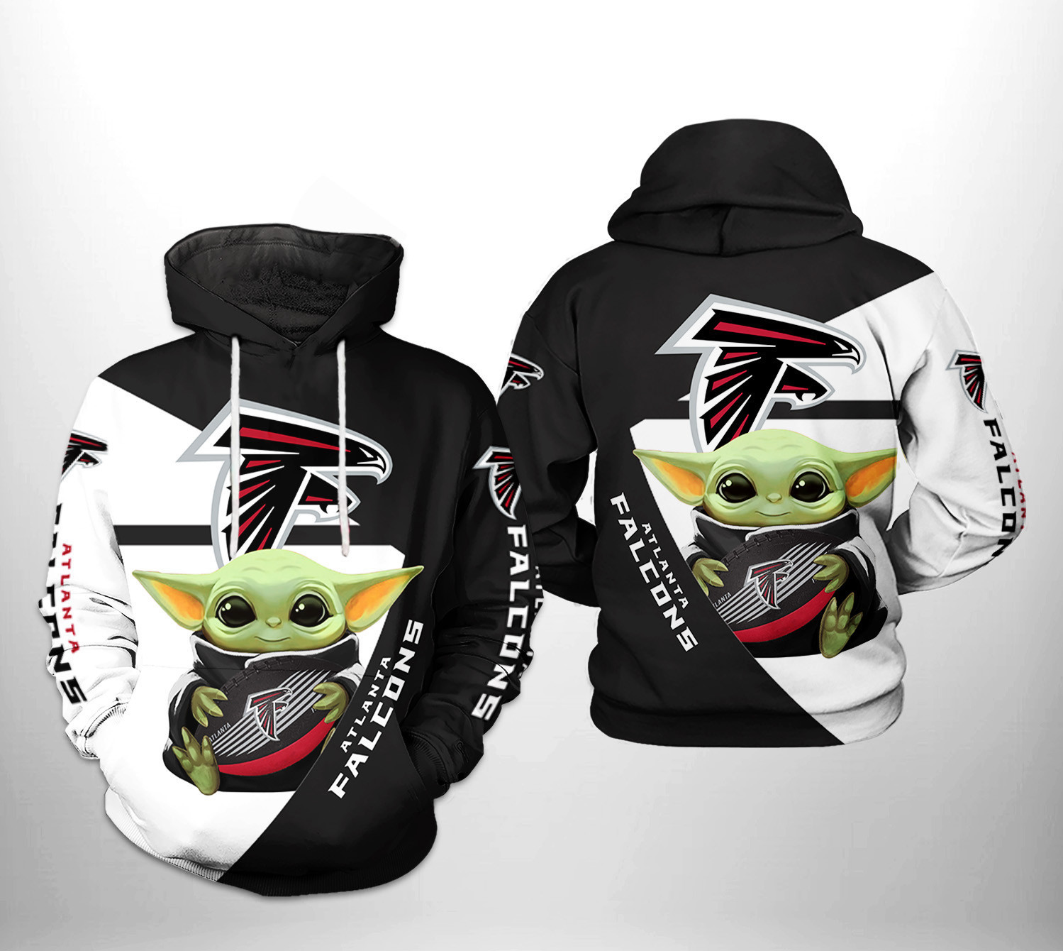 NFL Atlanta Falcons NFL Baby Yoda Team 3D All Over Print Hoodie, Zip Hoodie