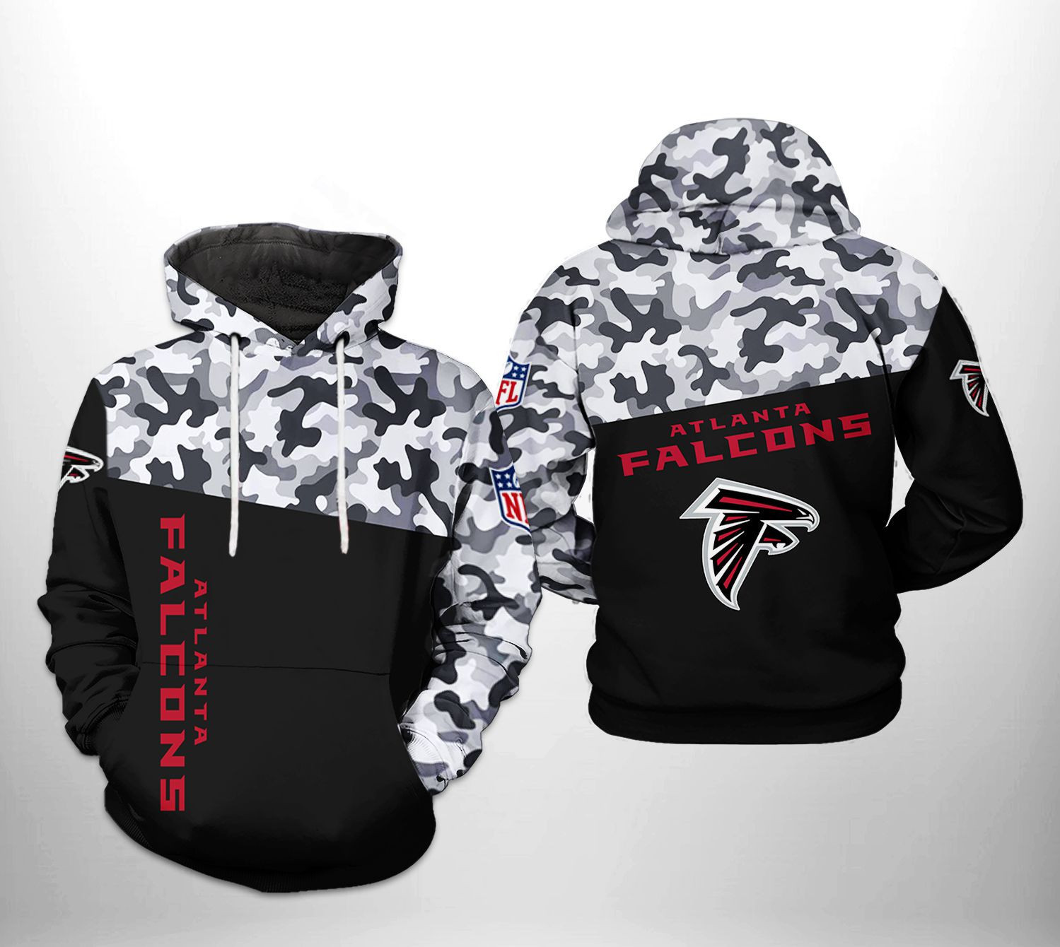 NFL Atlanta Falcons NFL Camo Veteran Team 3D All Over Print Hoodie, Zip Hoodie