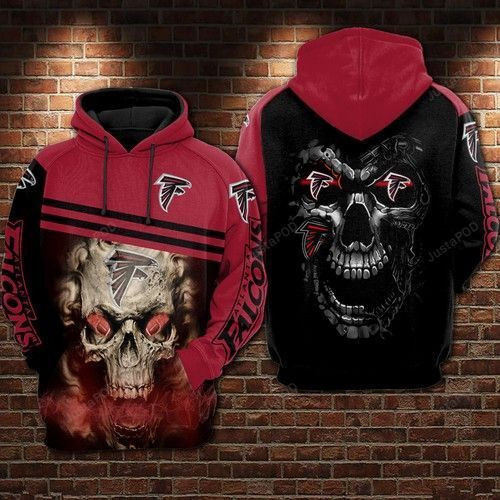 NFL Atlanta Falcons Nfl Football Skull Smoke 3D All Over Print Hoodie, Zip Hoodie