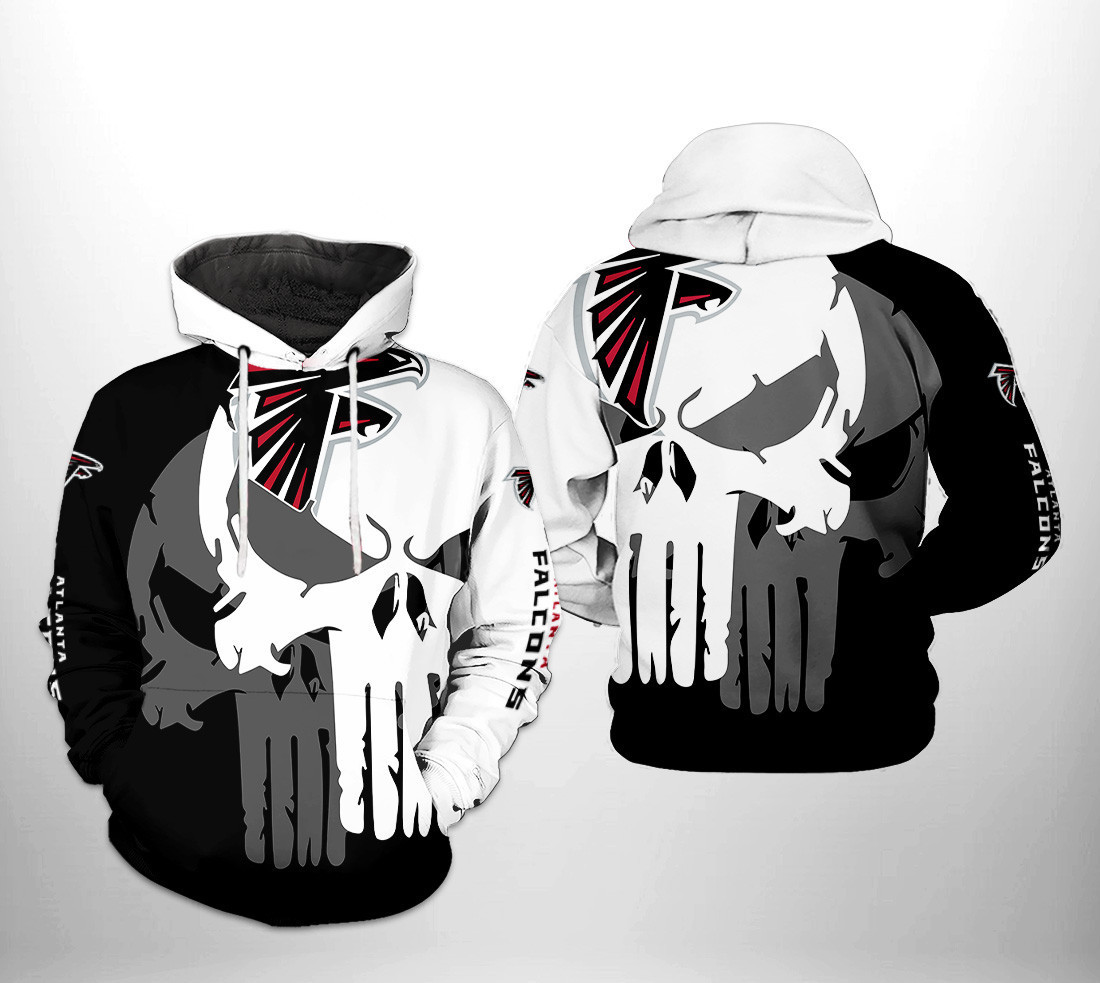 NFL Atlanta Falcons NFL Team Skull 3D All Over Print Hoodie, Zip Hoodie
