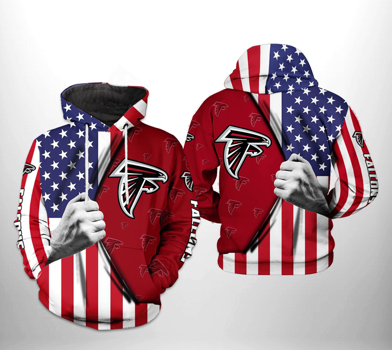 NFL Atlanta Falcons NFL US Flag Team 3D All Over Print Hoodie, Zip Hoodie