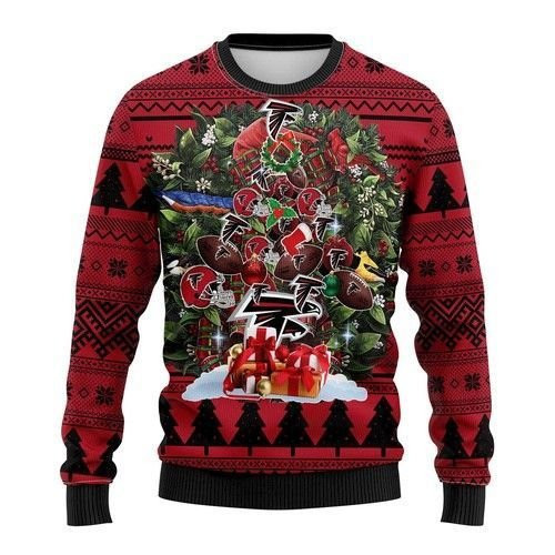 Nfl Atlanta Falcons Tree Christmas Ugly Christmas Sweater Adult 3D Funny Matching for family