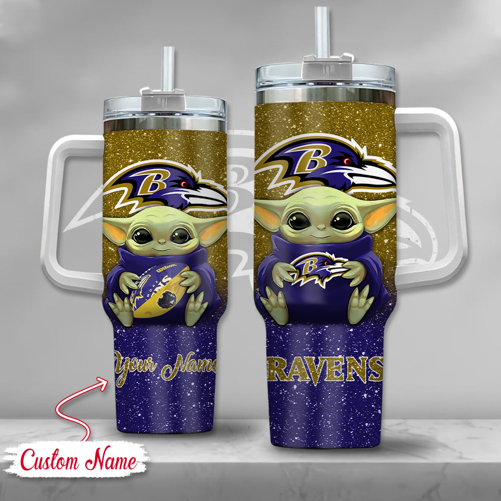 NFL Baltimore Ravens Baby Yoda Custom Stanley Cup 40 oz 30 oz Tumbler With HandleTVC2301127