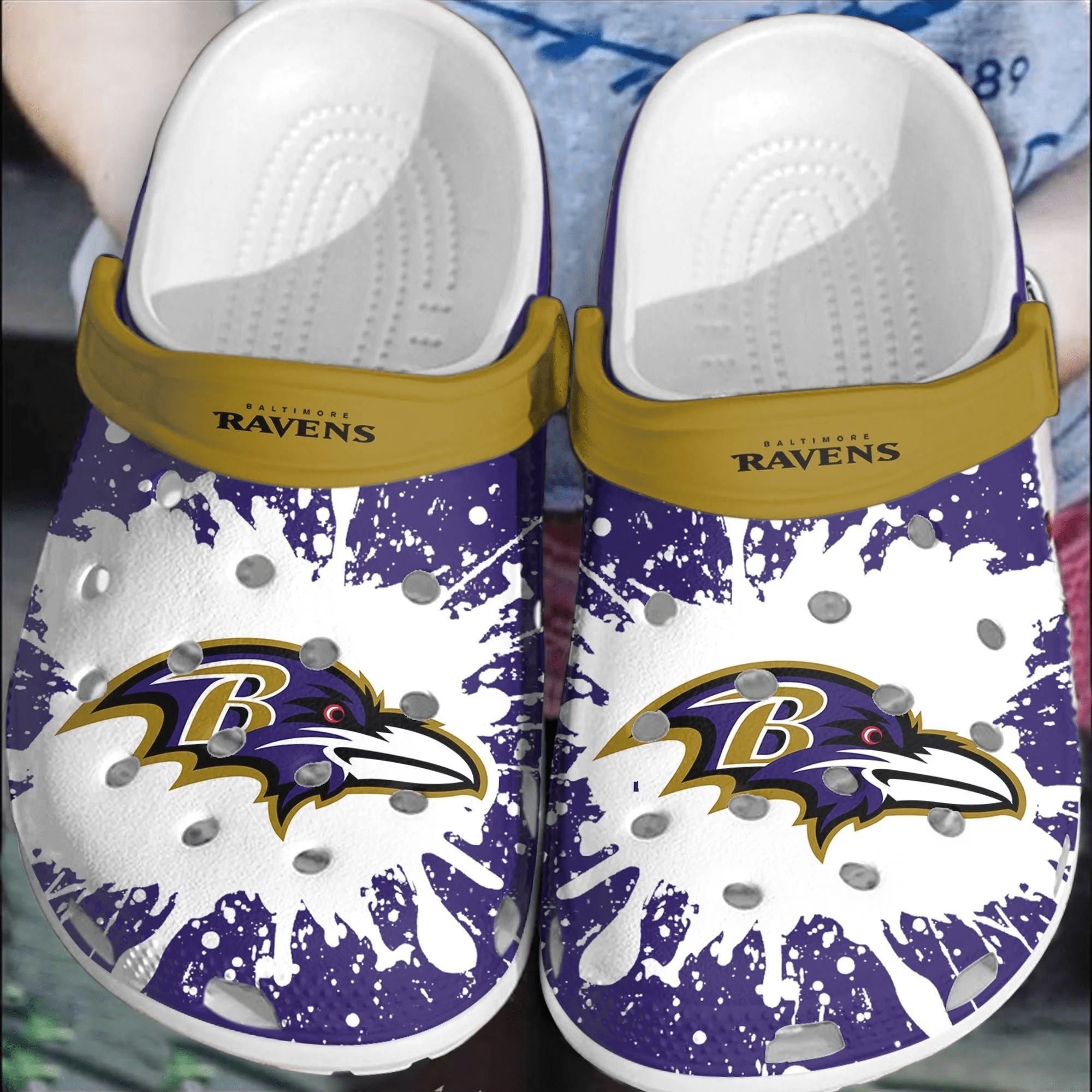 NFL Baltimore Ravens Football Crocs Clogs Comfortable Crocband Shoes For Men Women