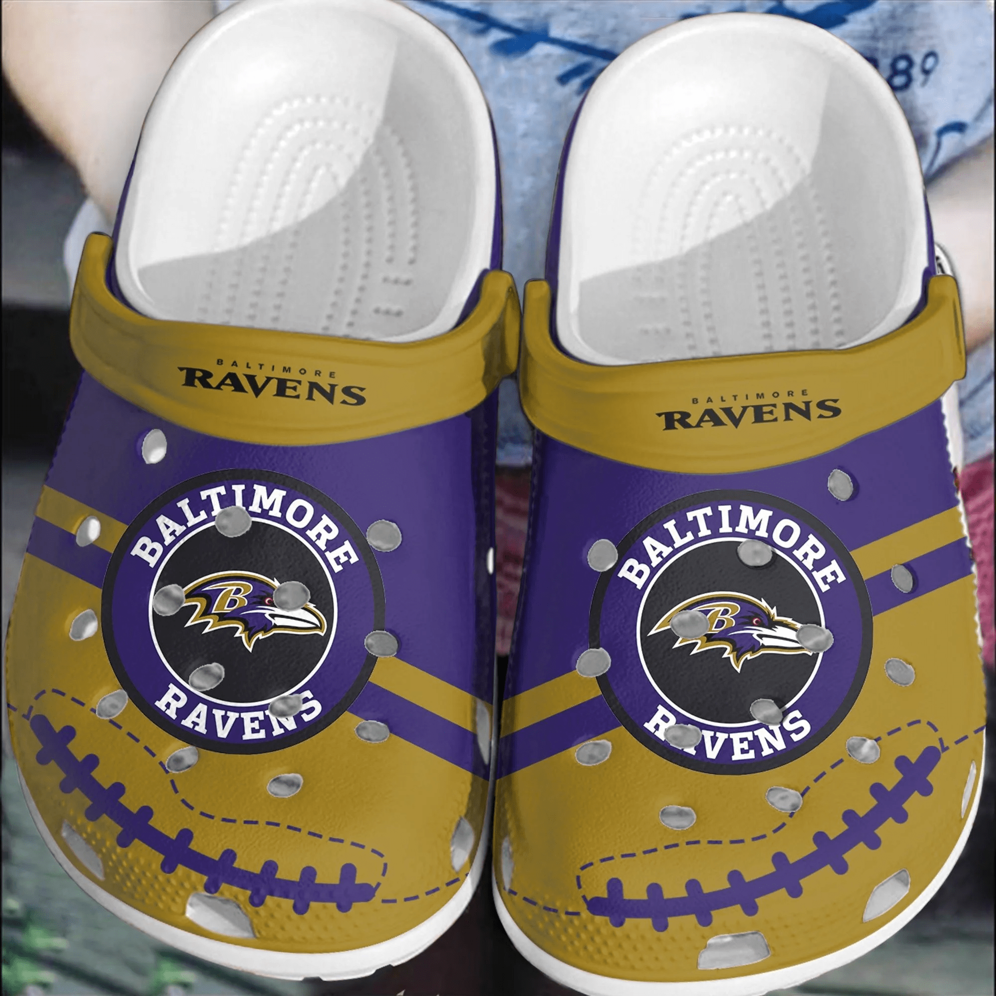 NFL Baltimore Ravens Football Crocs Clogs Comfortable Shoes Crocband For Men Women