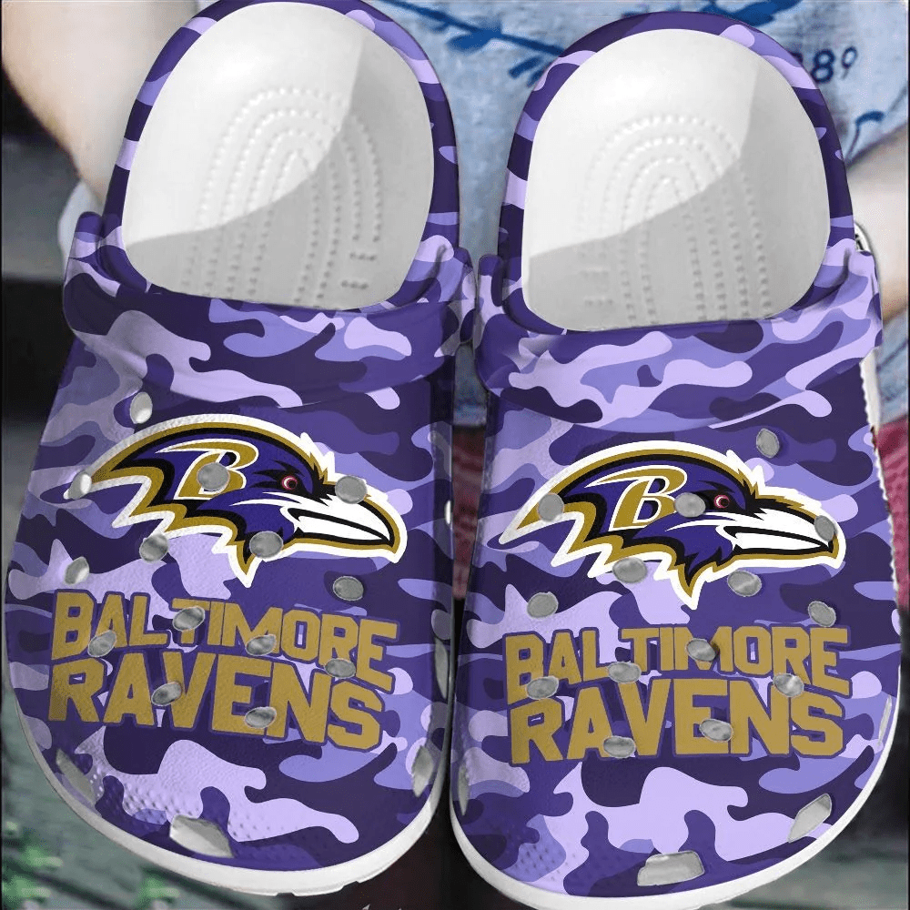 NFL Baltimore Ravens Football Crocs Shoes Clogs Crocband Comfortable For Men Women
